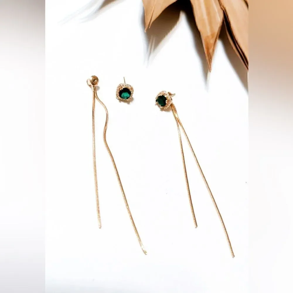 Green  diamond earrings  S367